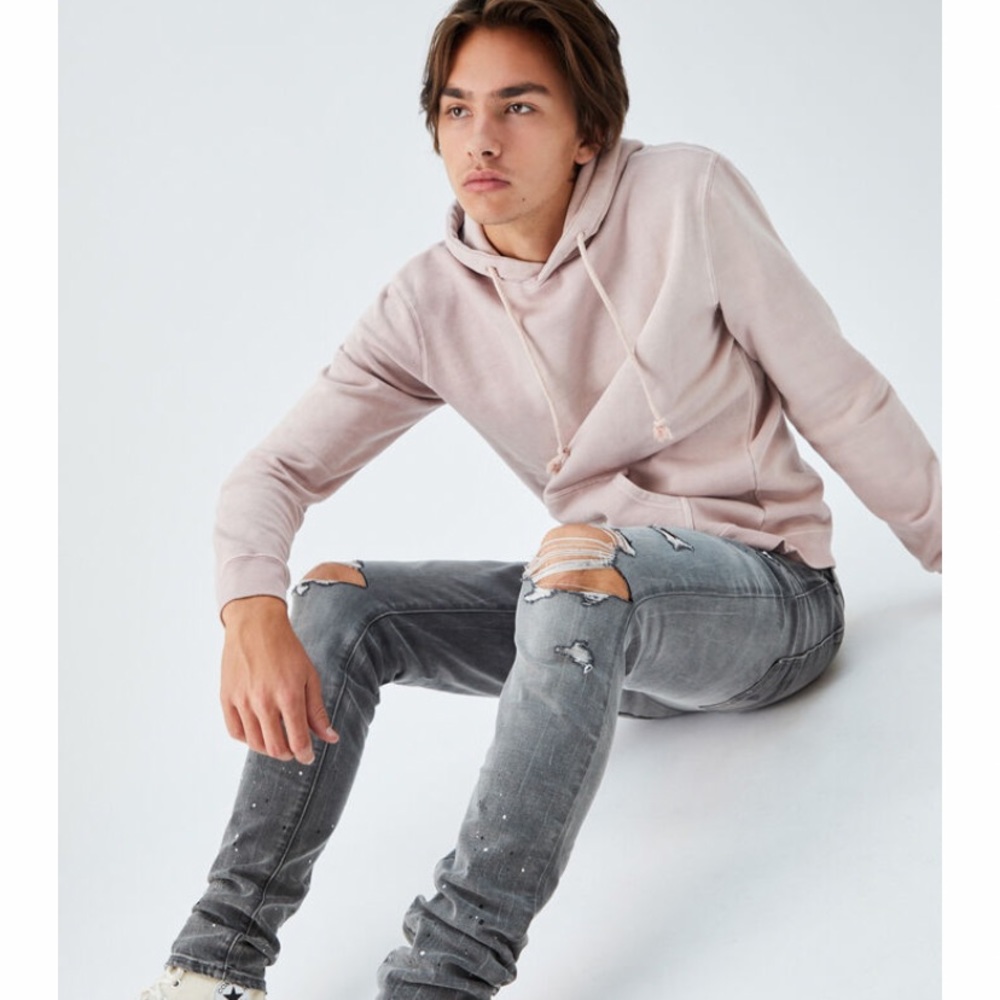 PacSun Stacked Skinny Distressed Dark Gray Jeans